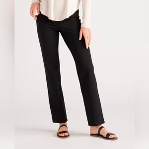 Quince Womens Ultra-Stretch Ponte Straight Leg Pant Pull On Black 25" Sz Medium
